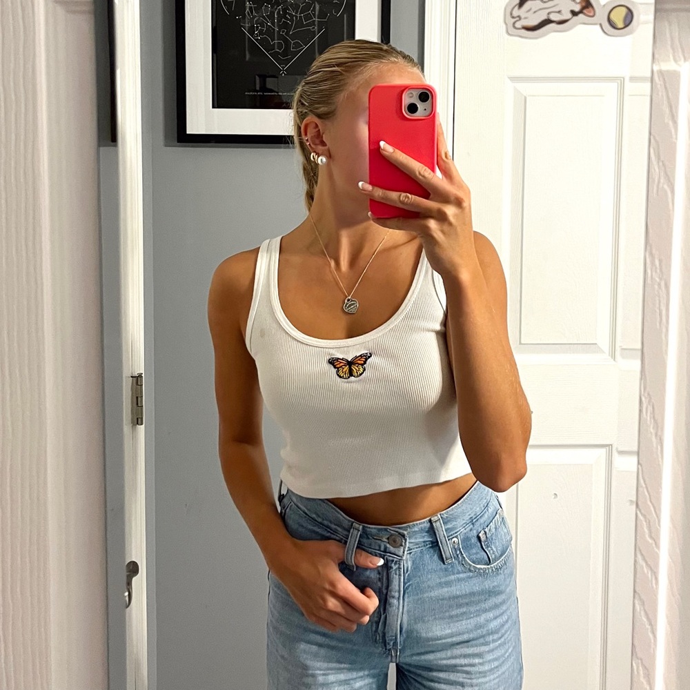 Brandy Melville Butterfly Crop Tank Top